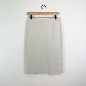 Eileen Fisher Bone Ivory Knit Straight Skirt Knee Length Sweater Pencil Skirt